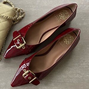 NEW Vince Camuto red patent buckle ballet flat size 9